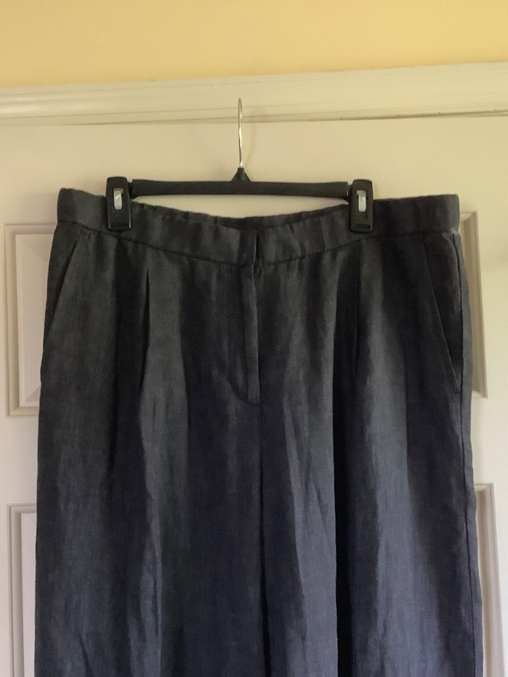 EILEEN FISHER Washed Organic Linen Délavé Trouser Pant Graphite SZ L - Picture 6 of 16